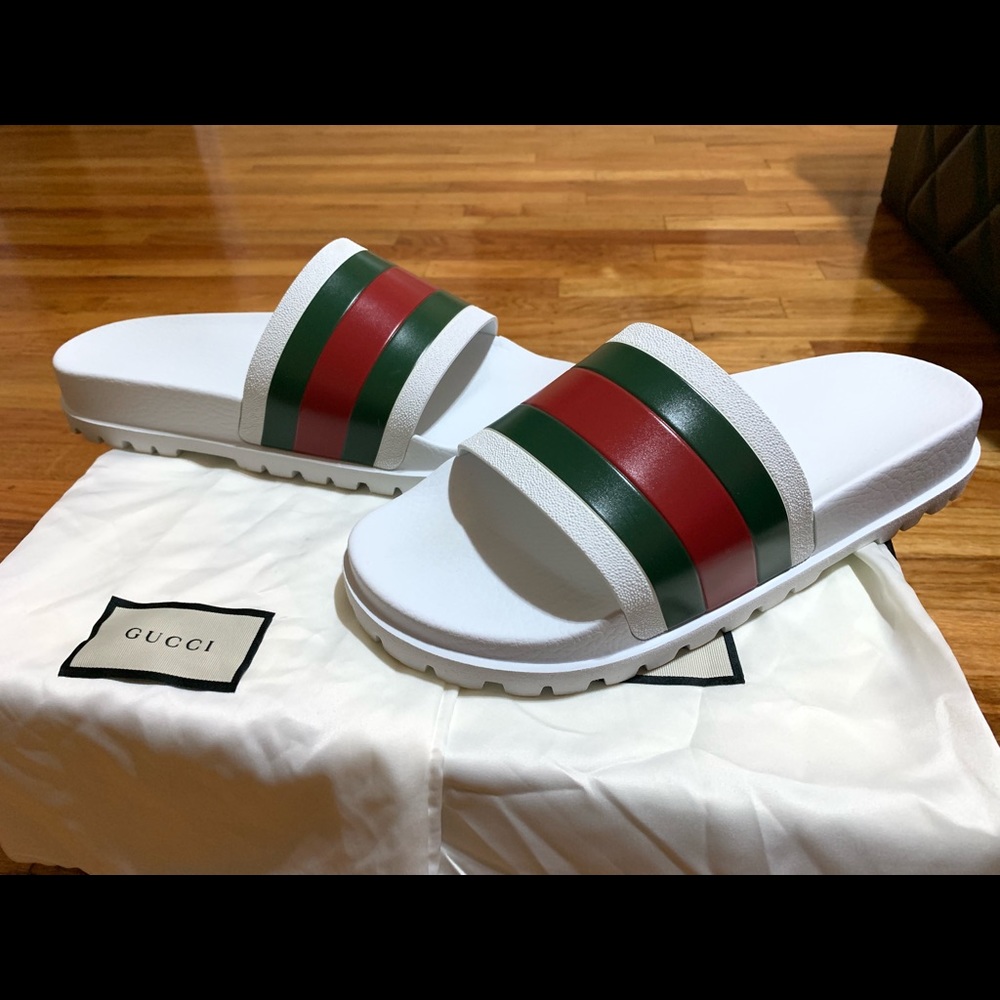 Mens white Gucci slides